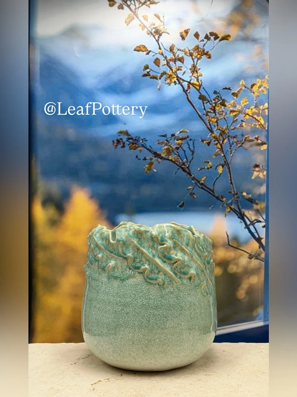 Handmade Ceramic Planter with Drainage Hole, 7x7 Teal Green Glazed Indoor Pot